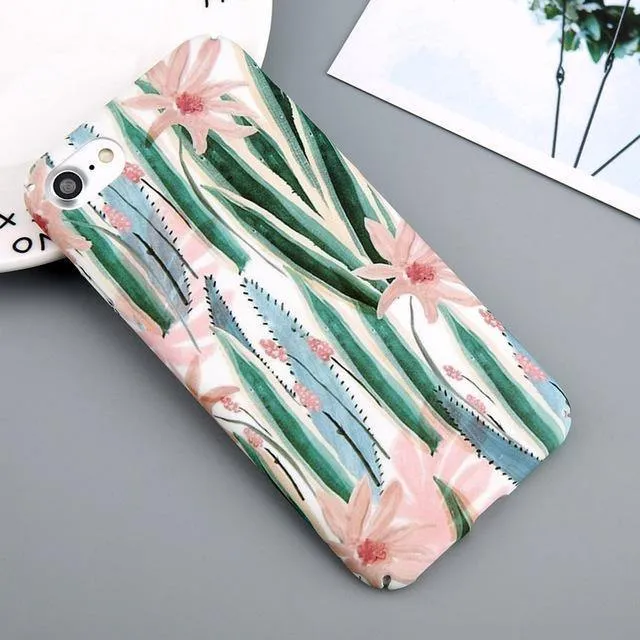 USLION Hülle für iPhone 7 6 X XR XS Max Blume Kirschbaum Harte PC Handyhüllen Bonbonfarben Blätter Hülle für iPhone 6 6s 7 8 Plus