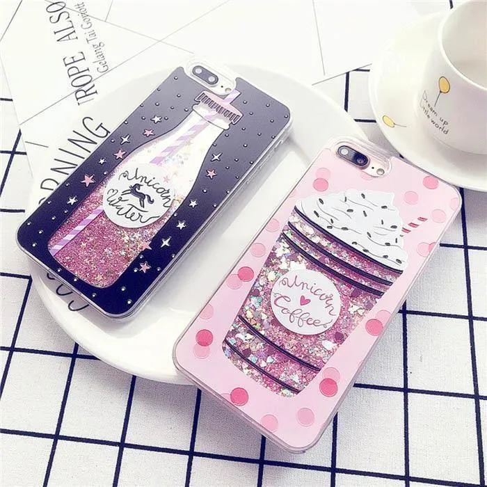 USLION Glitter Bottle Quicksand Dynamische Telefonhülle für iPhone X XS Max XR Bling Fließende Liebesherzhülle für iPhone 8 7 6 6s Plus
