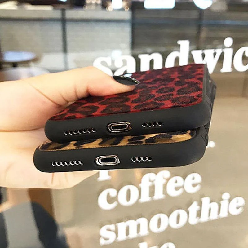USLION Winter Warm Plüsch Fall Für iPhone XS MAX XR X Pelzigen Leopard Print Telefon Fällen Für iPhone 7 8 6 6s Plus Soft Cover Coque