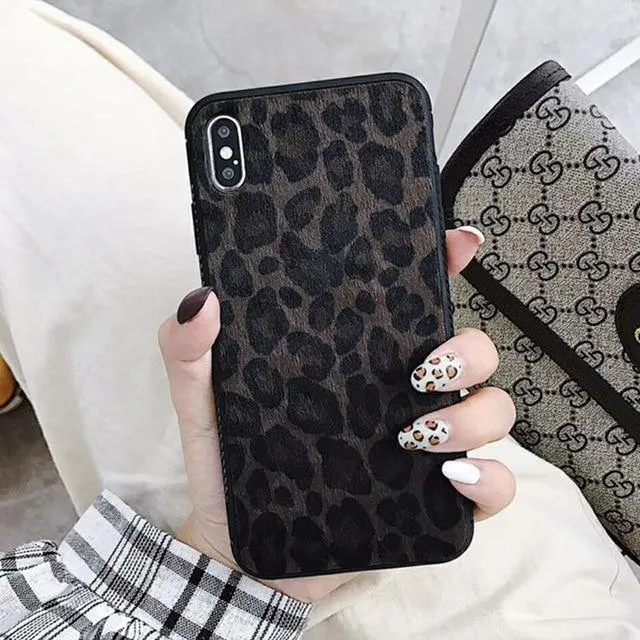 USLION Winter Warm Plüsch Fall Für iPhone XS MAX XR X Pelzigen Leopard Print Telefon Fällen Für iPhone 7 8 6 6s Plus Soft Cover Coque