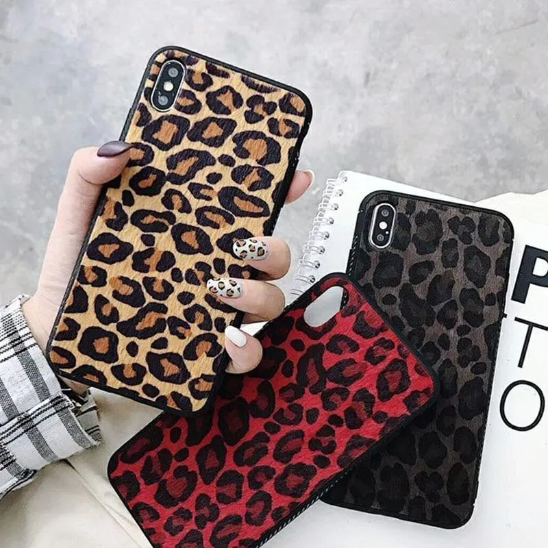 USLION Winter Warm Plüsch Fall Für iPhone XS MAX XR X Pelzigen Leopard Print Telefon Fällen Für iPhone 7 8 6 6s Plus Soft Cover Coque