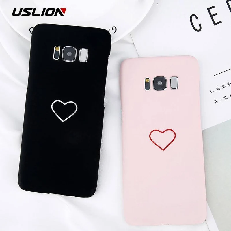 USLION Cartoon-Paare lieben Herz-Hülle für Samsung Galaxy S8 S9 Plus, harte PC-Telefonabdeckung für Samsung Note 8 S8 S7 S7 Edge-Hüllen
