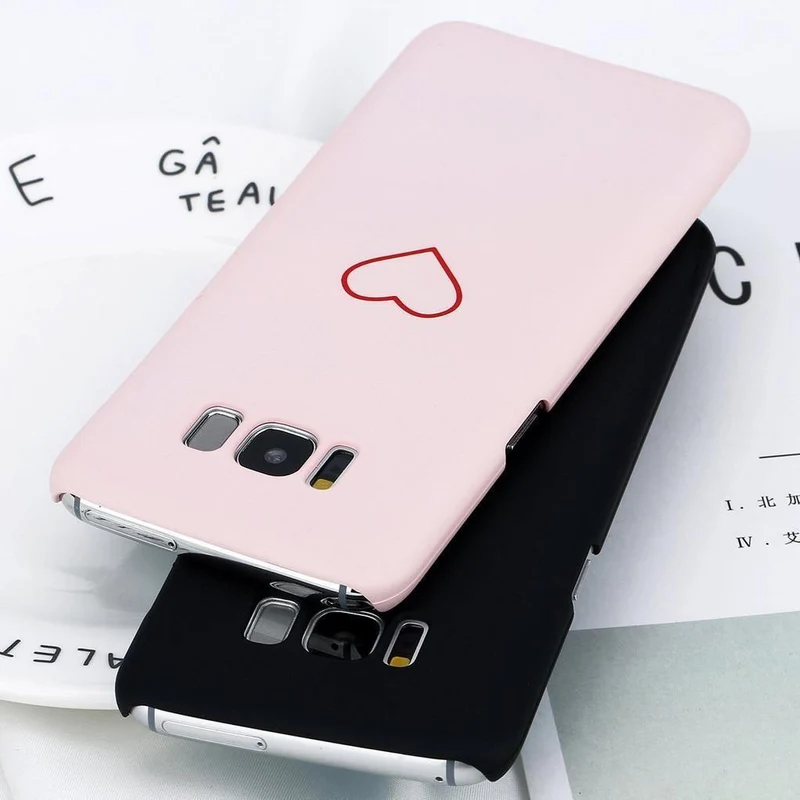 USLION Cartoon-Paare lieben Herz-Hülle für Samsung Galaxy S8 S9 Plus, harte PC-Telefonabdeckung für Samsung Note 8 S8 S7 S7 Edge-Hüllen