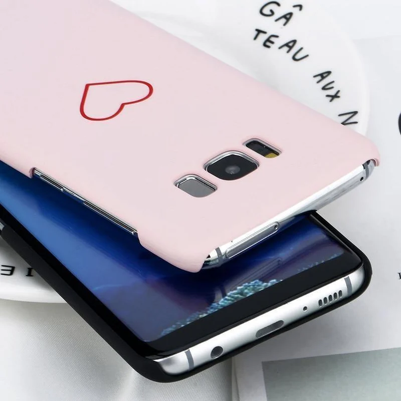 USLION Cartoon-Paare lieben Herz-Hülle für Samsung Galaxy S8 S9 Plus, harte PC-Telefonabdeckung für Samsung Note 8 S8 S7 S7 Edge-Hüllen