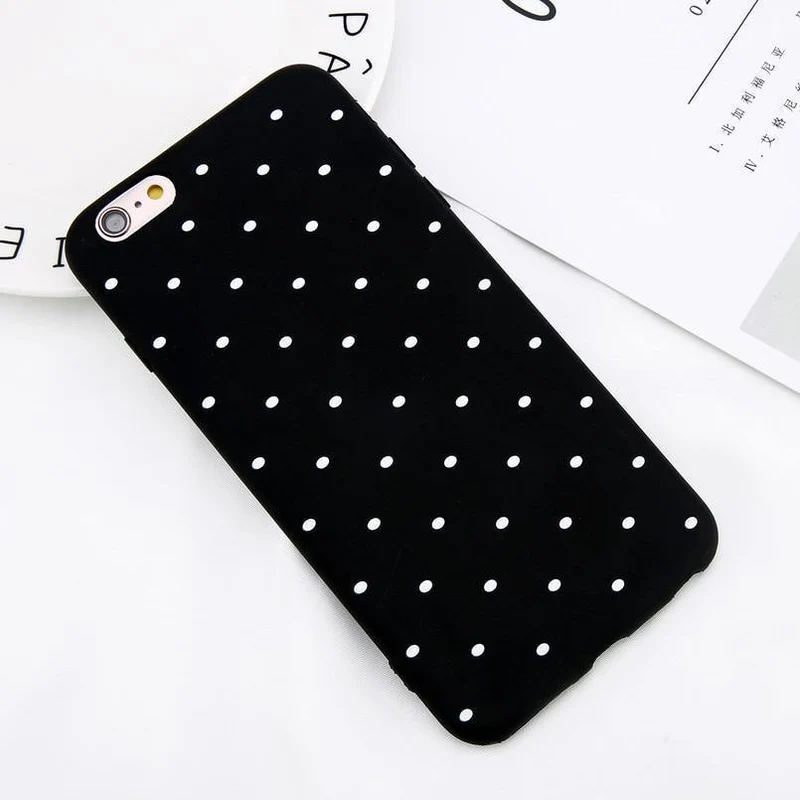 USLION Wine Red Ploka Dots Phone Case For iPhone 6 6s Plus XS Max Wave Point Cover Soft TPU Case For iPhone XR X 8 7 Plus 5 S SE