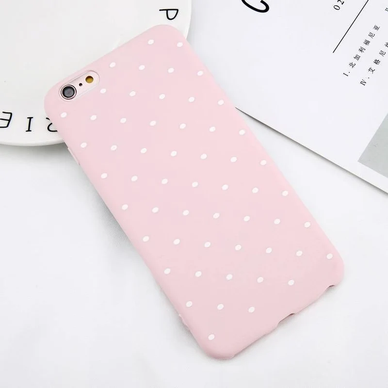 USLION Wine Red Ploka Dots Phone Case For iPhone 6 6s Plus XS Max Wave Point Cover Soft TPU Case For iPhone XR X 8 7 Plus 5 S SE