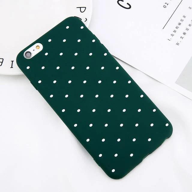 USLION Wine Red Ploka Dots Phone Case For iPhone 6 6s Plus XS Max Wave Point Cover Soft TPU Case For iPhone XR X 8 7 Plus 5 S SE