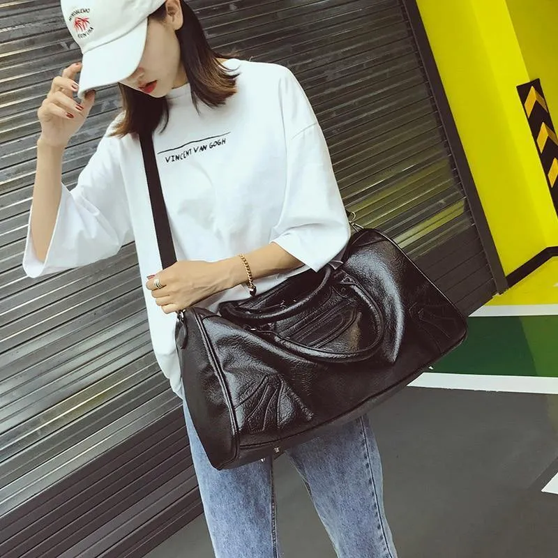 Mode PU Leder Reisetasche Männer Frauen Große Kapazität Handtaschen Große Schulter Taschen Männlichen Große Reisetasche Unisex Bolsa