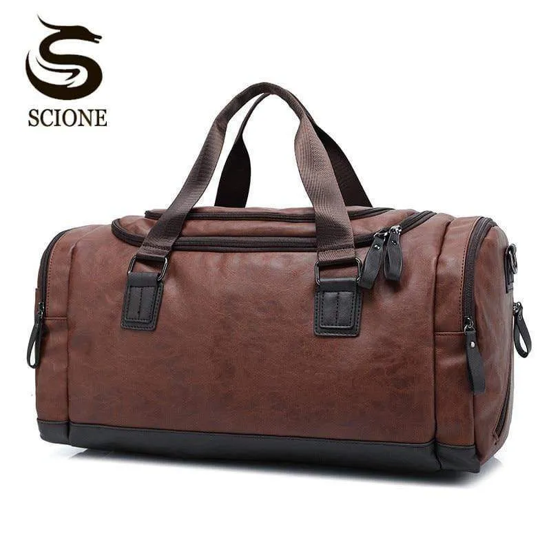 Lässige Reisetasche aus PU-Leder für Herren, große Reisetaschen mit großem Fassungsvermögen, schwarze Umhängetasche für Herren, Tragetasche JXY815