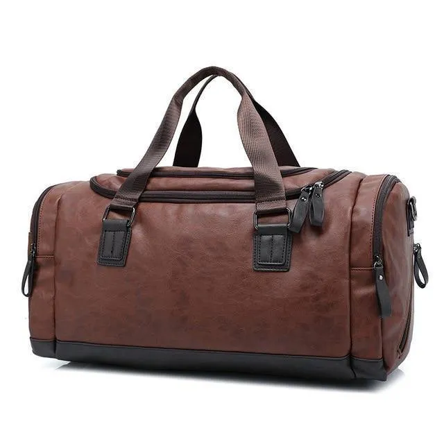 Lässige Reisetasche aus PU-Leder für Herren, große Reisetaschen mit großem Fassungsvermögen, schwarze Umhängetasche für Herren, Tragetasche JXY815