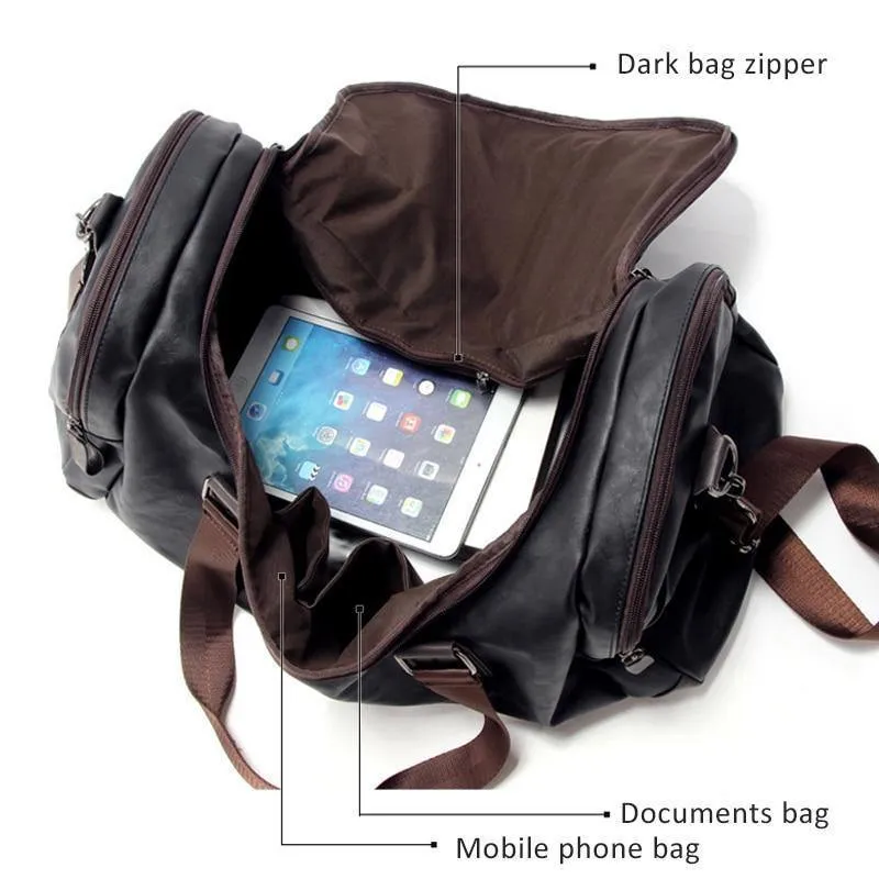 Lässige Reisetasche aus PU-Leder für Herren, große Reisetaschen mit großem Fassungsvermögen, schwarze Umhängetasche für Herren, Tragetasche JXY815