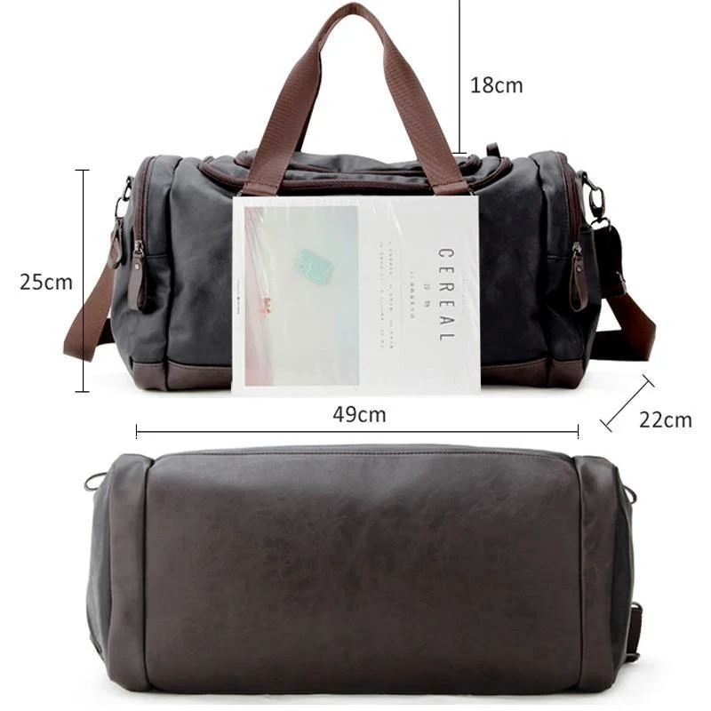 Lässige Reisetasche aus PU-Leder für Herren, große Reisetaschen mit großem Fassungsvermögen, schwarze Umhängetasche für Herren, Tragetasche JXY815