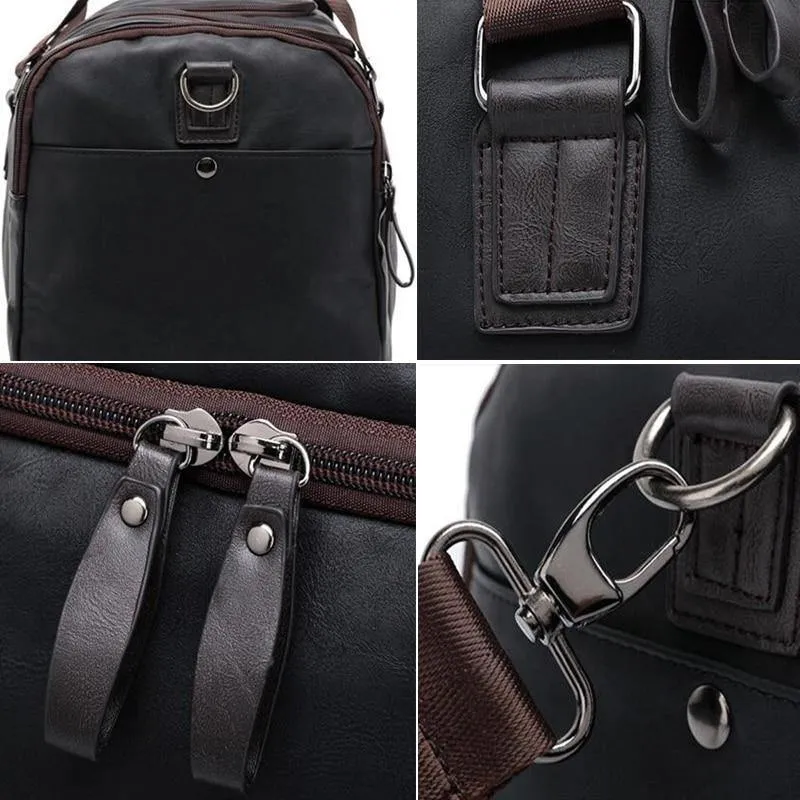 Lässige Reisetasche aus PU-Leder für Herren, große Reisetaschen mit großem Fassungsvermögen, schwarze Umhängetasche für Herren, Tragetasche JXY815