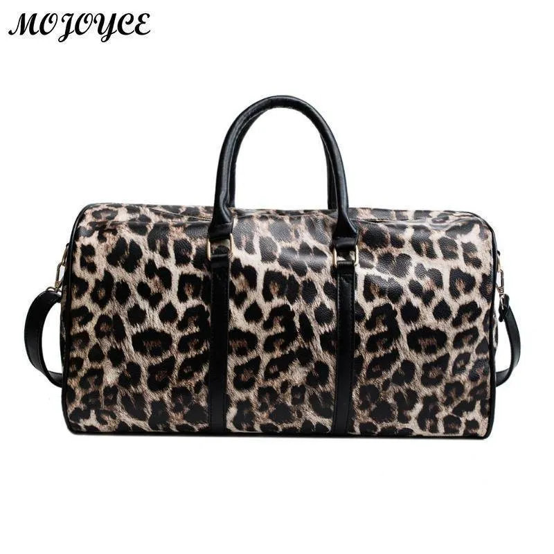 Frauen Sling Schulter Handtasche Große Kapazität Leopard Crossbody Reisetaschen PU Leder Weekend Duffel Messenger Bag Bolsas