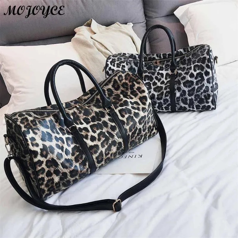 Frauen Sling Schulter Handtasche Große Kapazität Leopard Crossbody Reisetaschen PU Leder Weekend Duffel Messenger Bag Bolsas