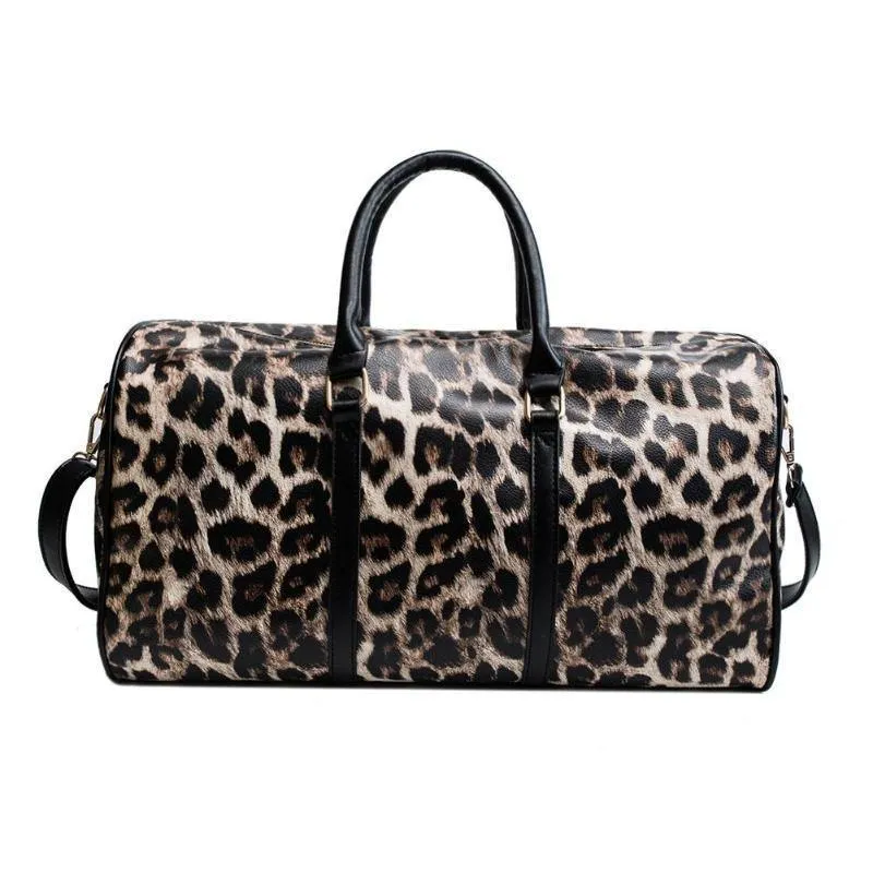 Frauen Sling Schulter Handtasche Große Kapazität Leopard Crossbody Reisetaschen PU Leder Weekend Duffel Messenger Bag Bolsas