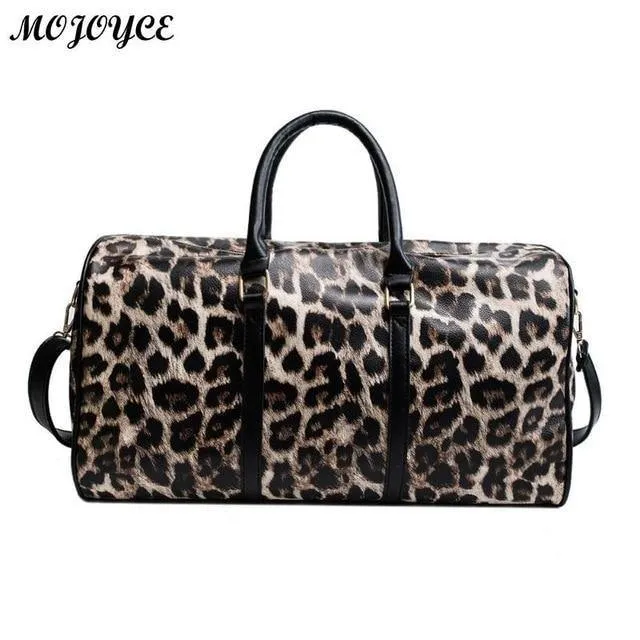 Frauen Sling Schulter Handtasche Große Kapazität Leopard Crossbody Reisetaschen PU Leder Weekend Duffel Messenger Bag Bolsas