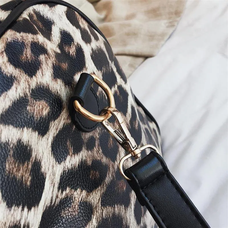 Frauen Sling Schulter Handtasche Große Kapazität Leopard Crossbody Reisetaschen PU Leder Weekend Duffel Messenger Bag Bolsas