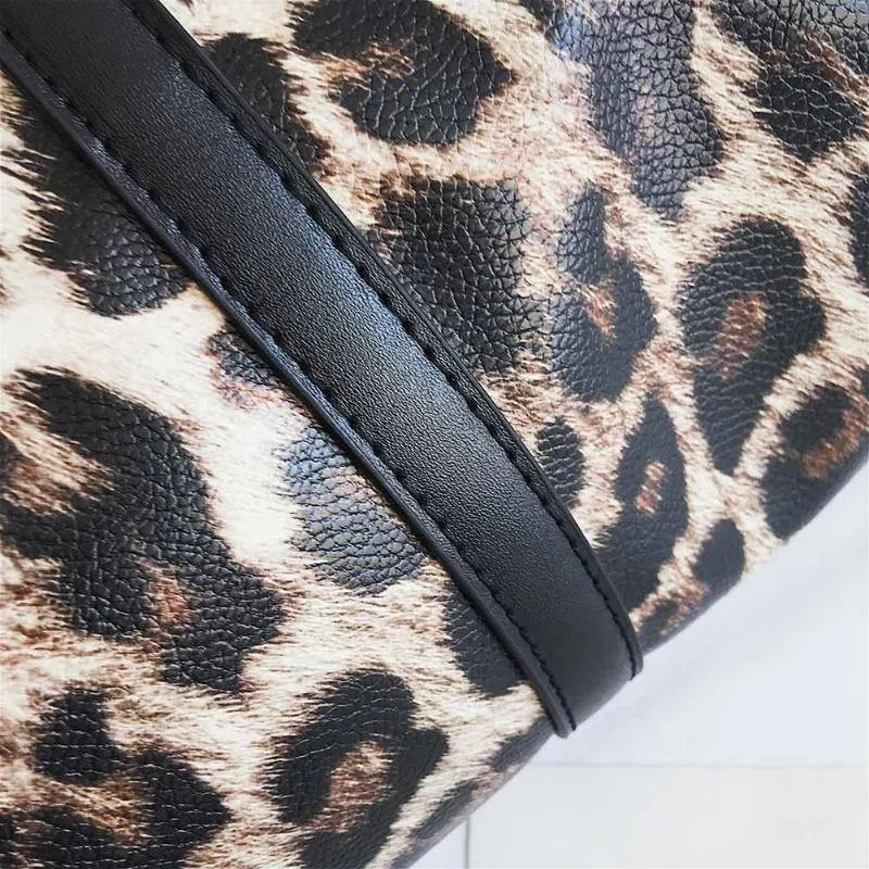 Frauen Sling Schulter Handtasche Große Kapazität Leopard Crossbody Reisetaschen PU Leder Weekend Duffel Messenger Bag Bolsas