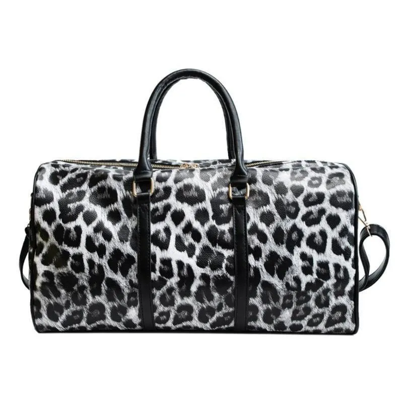 Frauen Sling Schulter Handtasche Große Kapazität Leopard Crossbody Reisetaschen PU Leder Weekend Duffel Messenger Bag Bolsas
