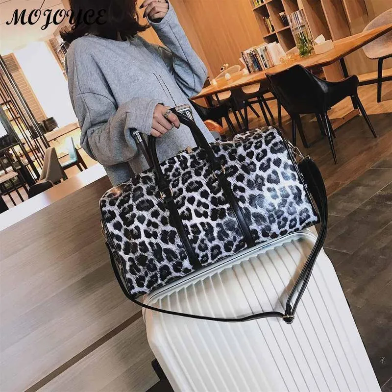Frauen Sling Schulter Handtasche Große Kapazität Leopard Crossbody Reisetaschen PU Leder Weekend Duffel Messenger Bag Bolsas