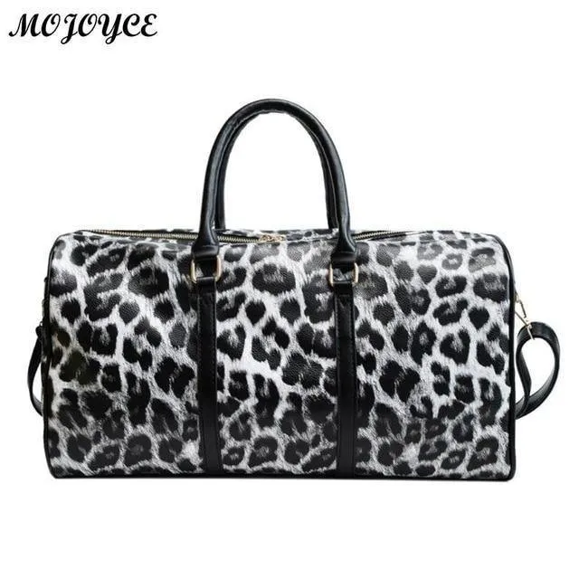 Frauen Sling Schulter Handtasche Große Kapazität Leopard Crossbody Reisetaschen PU Leder Weekend Duffel Messenger Bag Bolsas