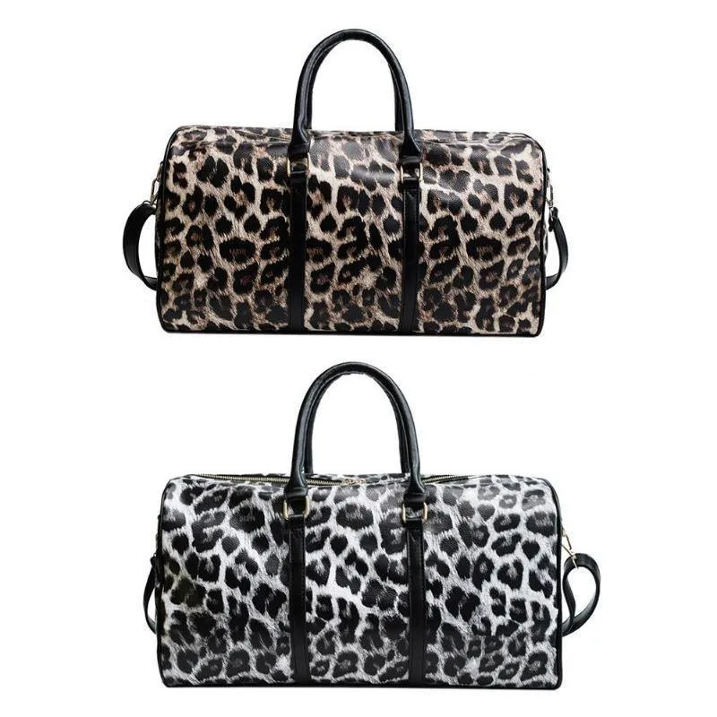 Frauen Sling Schulter Handtasche Große Kapazität Leopard Crossbody Reisetaschen PU Leder Weekend Duffel Messenger Bag Bolsas