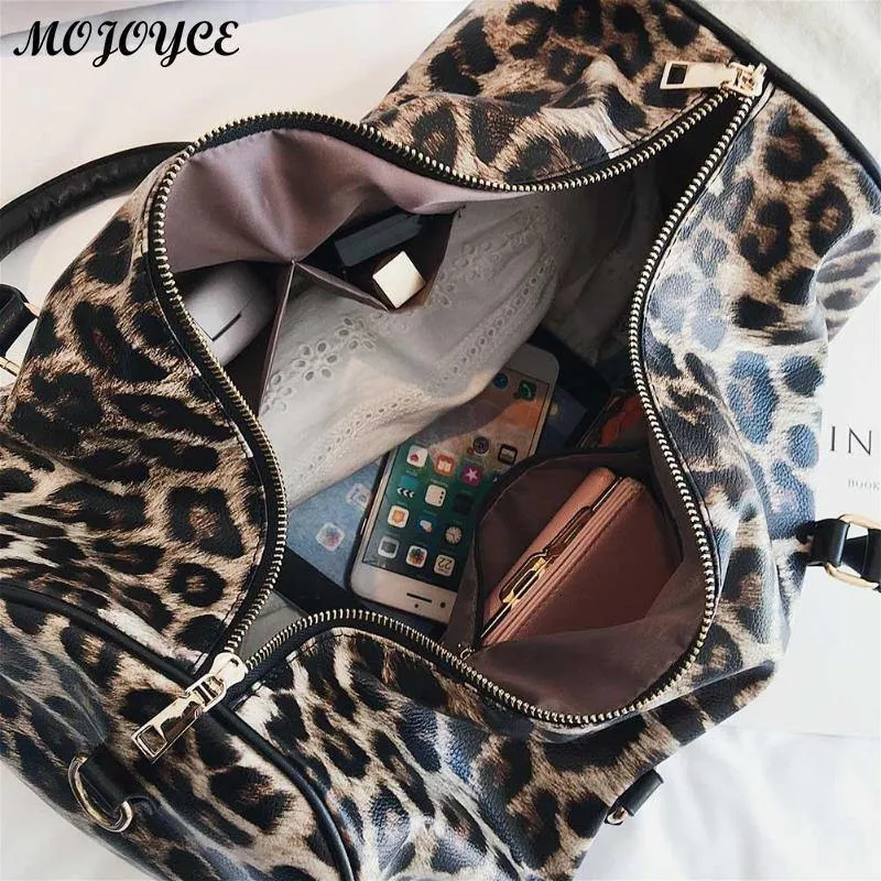 Frauen Sling Schulter Handtasche Große Kapazität Leopard Crossbody Reisetaschen PU Leder Weekend Duffel Messenger Bag Bolsas