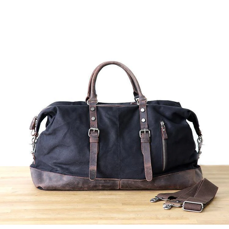 Vintage gewachste Canvas Männer Travel Duffel große Kapazität geöltes Leder Military Weekend Bag grundlegende Reisetasche Tote Reisetaschen