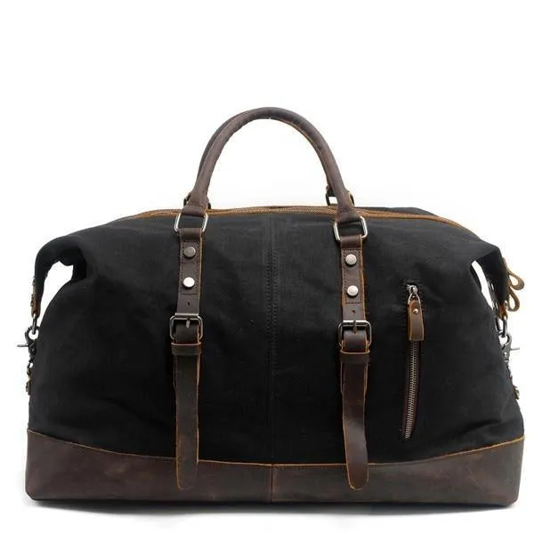 Vintage gewachste Canvas Männer Travel Duffel große Kapazität geöltes Leder Military Weekend Bag grundlegende Reisetasche Tote Reisetaschen