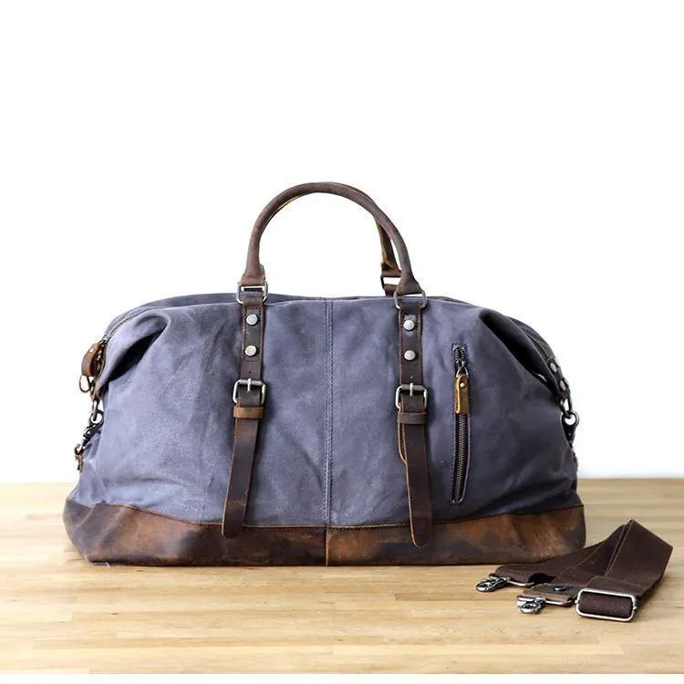 Vintage gewachste Canvas Männer Travel Duffel große Kapazität geöltes Leder Military Weekend Bag grundlegende Reisetasche Tote Reisetaschen