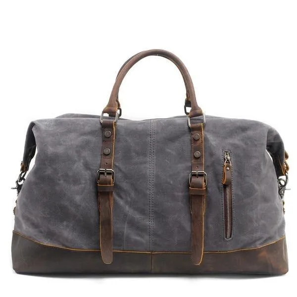 Vintage gewachste Canvas Männer Travel Duffel große Kapazität geöltes Leder Military Weekend Bag grundlegende Reisetasche Tote Reisetaschen
