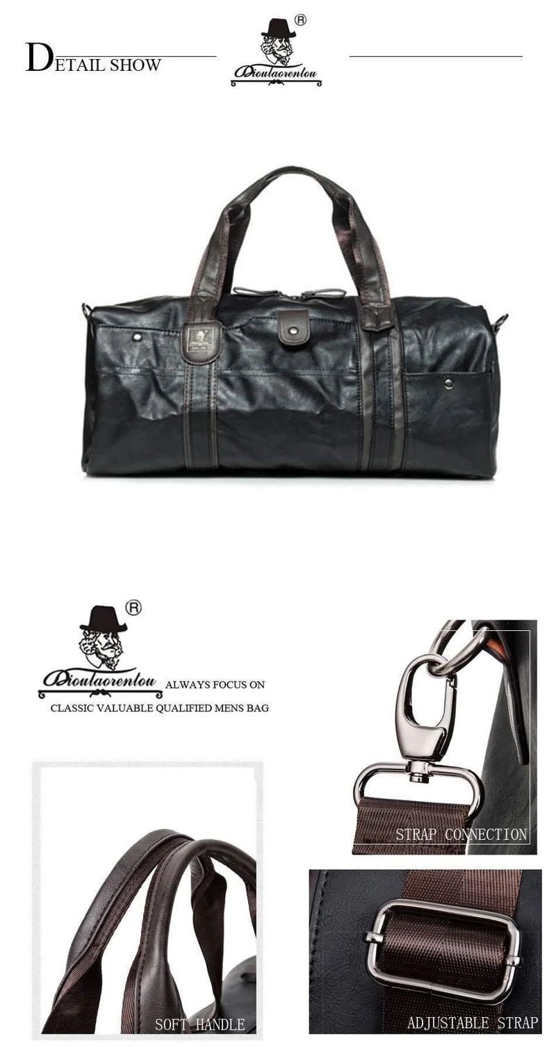 Wasserdichte Reisetasche für Frauen Hand Vintage Herren Leder Reisetaschen Pu Leder Wochenendtasche Männer