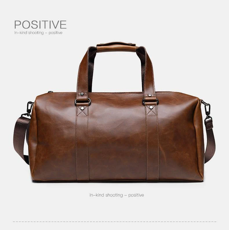 Vintage Crazy Horse PU-Leder Herren Reisetaschen Gepäck Reisetasche Leder Herren Reisetaschen Große Herren Wochenendtasche