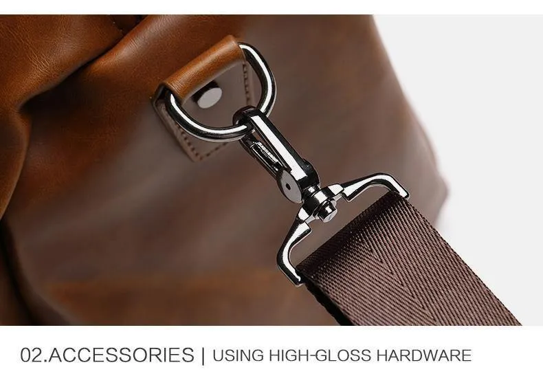 Vintage Crazy Horse PU-Leder Herren Reisetaschen Gepäck Reisetasche Leder Herren Reisetaschen Große Herren Wochenendtasche