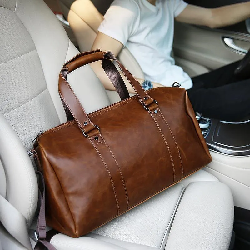 Vintage Crazy Horse PU-Leder Herren Reisetaschen Gepäck Reisetasche Leder Herren Reisetaschen Große Herren Wochenendtasche