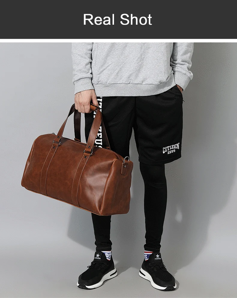 Vintage Crazy Horse PU-Leder Herren Reisetaschen Gepäck Reisetasche Leder Herren Reisetaschen Große Herren Wochenendtasche