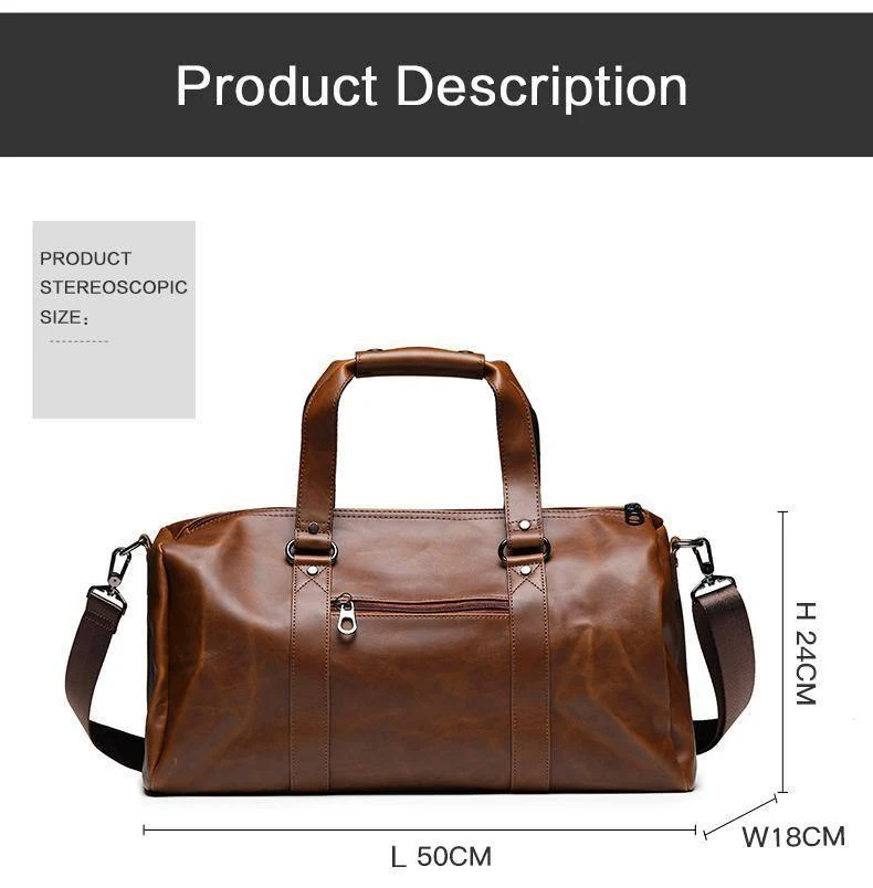 Vintage Crazy Horse PU-Leder Herren Reisetaschen Gepäck Reisetasche Leder Herren Reisetaschen Große Herren Wochenendtasche
