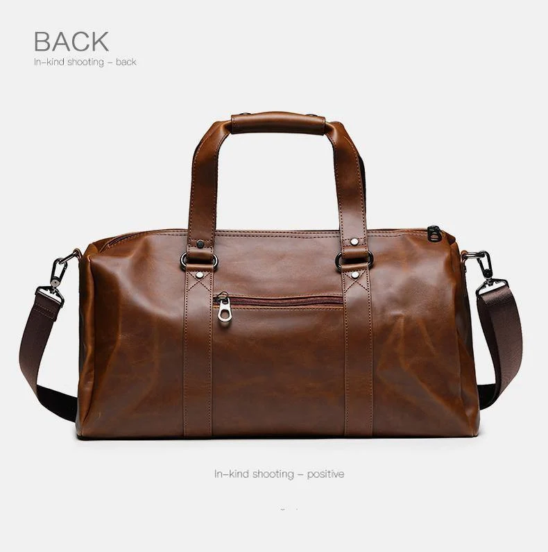 Vintage Crazy Horse PU-Leder Herren Reisetaschen Gepäck Reisetasche Leder Herren Reisetaschen Große Herren Wochenendtasche