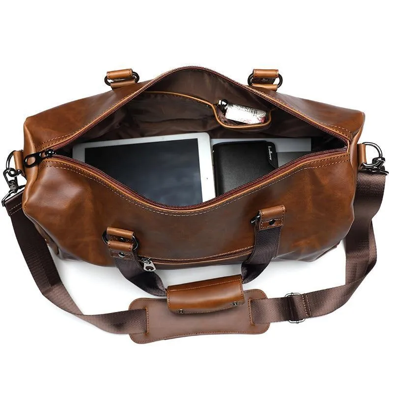 Vintage Crazy Horse PU-Leder Herren Reisetaschen Gepäck Reisetasche Leder Herren Reisetaschen Große Herren Wochenendtasche