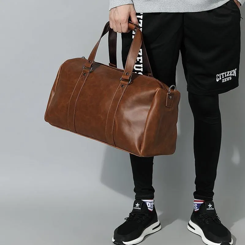 Vintage Crazy Horse PU-Leder Herren Reisetaschen Gepäck Reisetasche Leder Herren Reisetaschen Große Herren Wochenendtasche