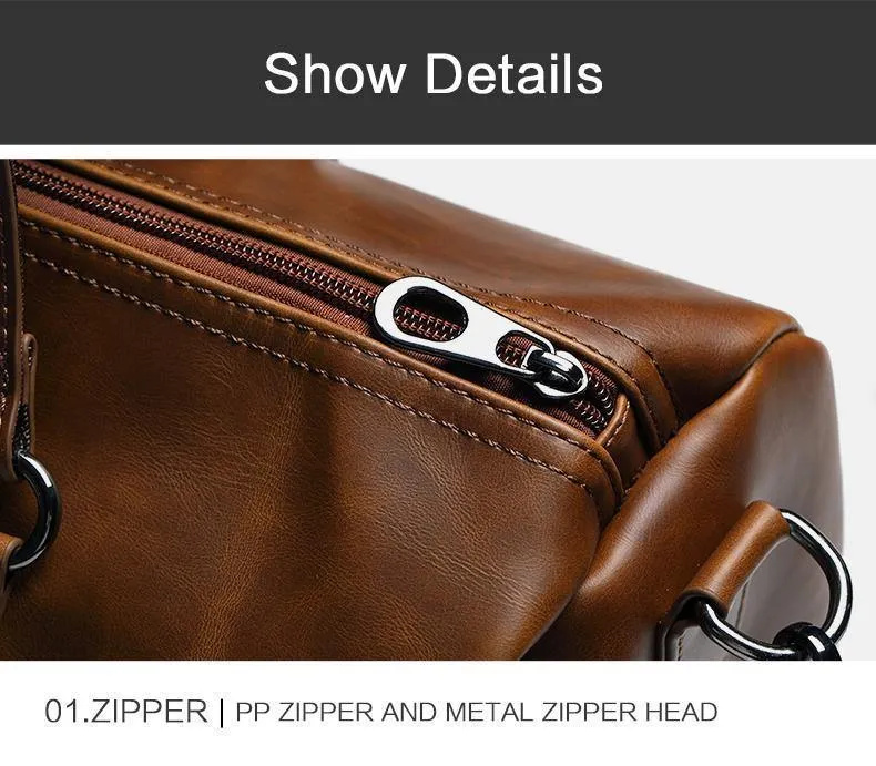Vintage Crazy Horse PU-Leder Herren Reisetaschen Gepäck Reisetasche Leder Herren Reisetaschen Große Herren Wochenendtasche