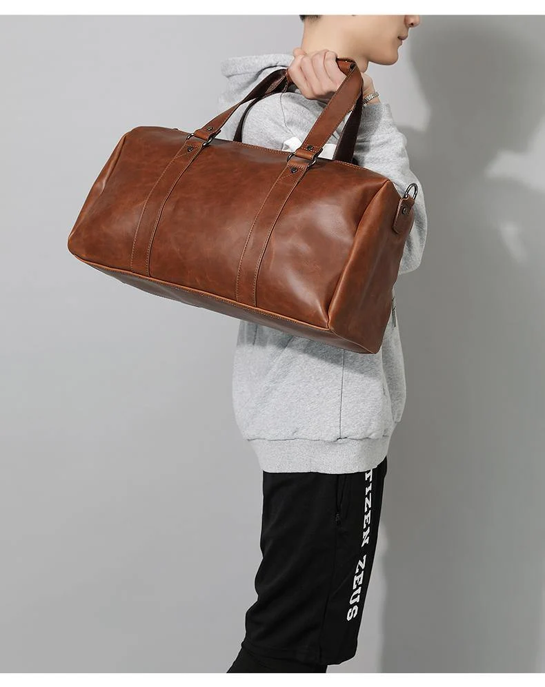Vintage Crazy Horse PU-Leder Herren Reisetaschen Gepäck Reisetasche Leder Herren Reisetaschen Große Herren Wochenendtasche