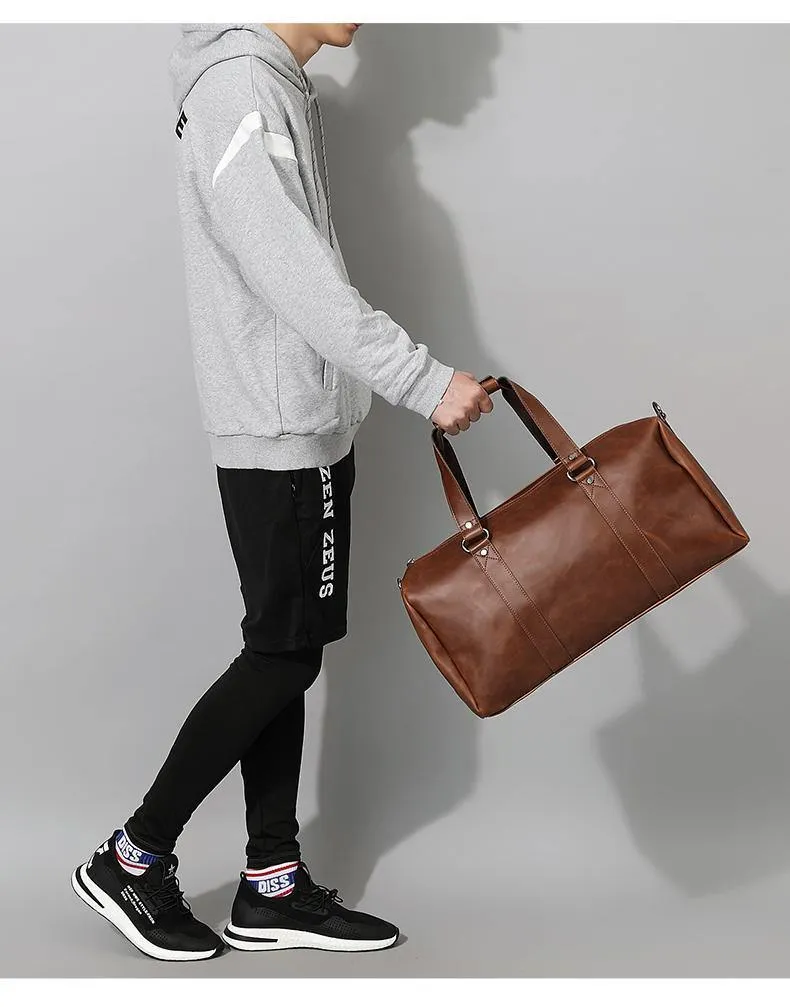 Vintage Crazy Horse PU-Leder Herren Reisetaschen Gepäck Reisetasche Leder Herren Reisetaschen Große Herren Wochenendtasche