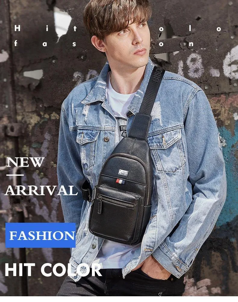 Umhängetasche aus echtem Leder, wasserdichte Herrentaschen, kleiner einzelner Schultergurt, Brusttasche, Leder-Reisetasche N2666