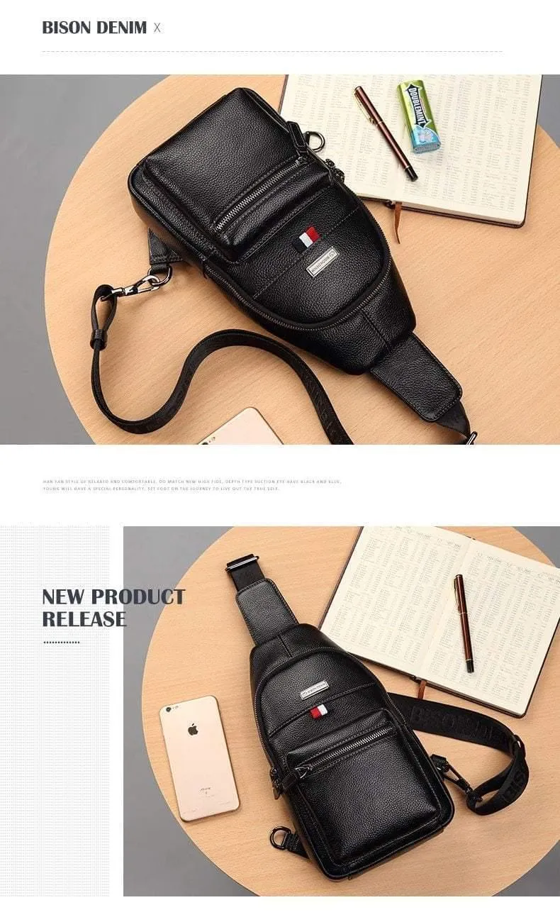 Umhängetasche aus echtem Leder, wasserdichte Herrentaschen, kleiner einzelner Schultergurt, Brusttasche, Leder-Reisetasche N2666