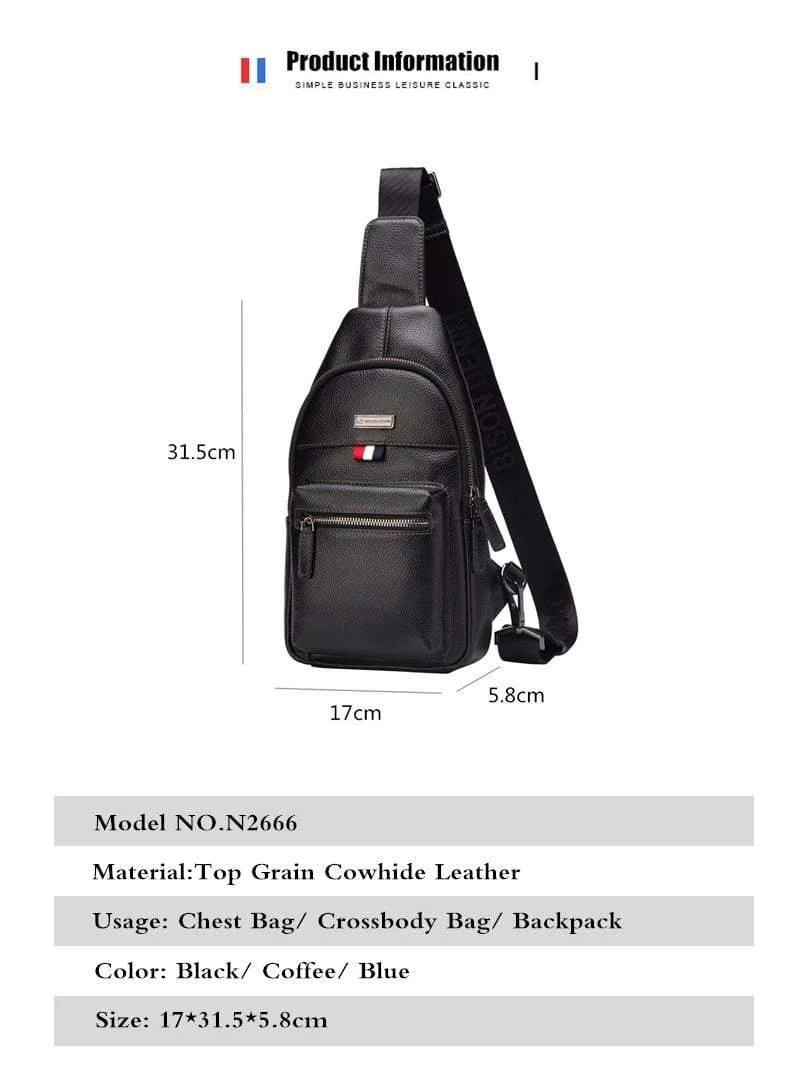 Umhängetasche aus echtem Leder, wasserdichte Herrentaschen, kleiner einzelner Schultergurt, Brusttasche, Leder-Reisetasche N2666