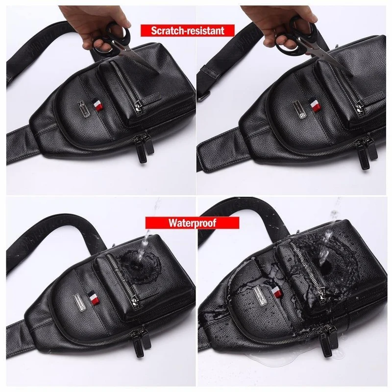 Umhängetasche aus echtem Leder, wasserdichte Herrentaschen, kleiner einzelner Schultergurt, Brusttasche, Leder-Reisetasche N2666