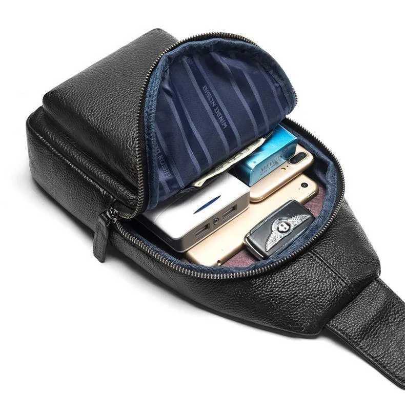 Umhängetasche aus echtem Leder, wasserdichte Herrentaschen, kleiner einzelner Schultergurt, Brusttasche, Leder-Reisetasche N2666