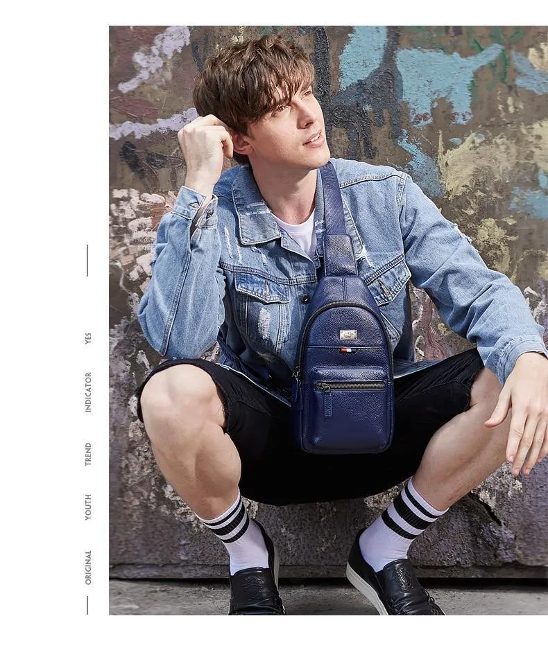 Umhängetasche aus echtem Leder, wasserdichte Herrentaschen, kleiner einzelner Schultergurt, Brusttasche, Leder-Reisetasche N2666